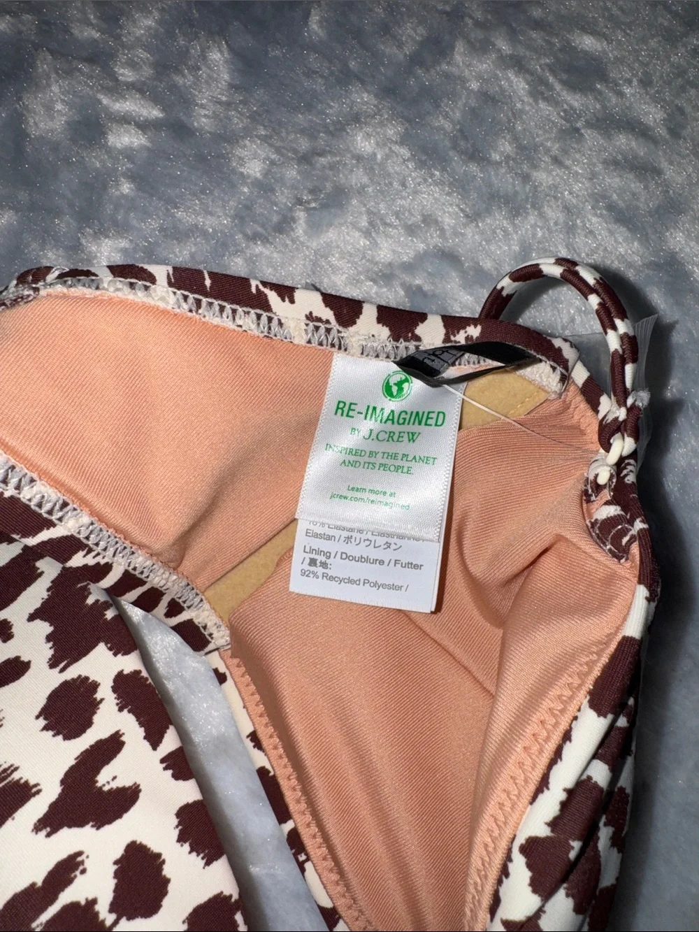 J. Crew Cream and Brown Leopard Knot Bikini Top